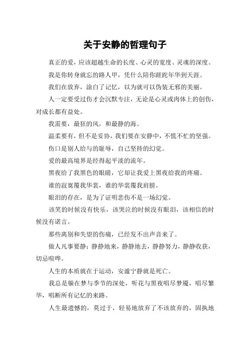 关于安静的哲理句子