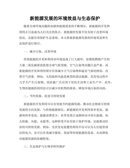 新能源发展的环境效益与生态保护