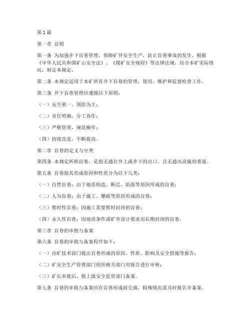井下盲巷管理规定(3篇)