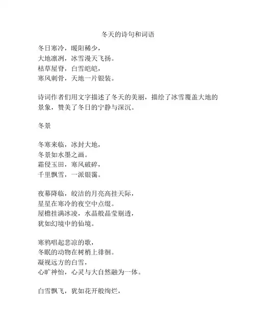 冬天的诗句和词语