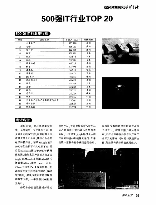 500强IT行业TOP20