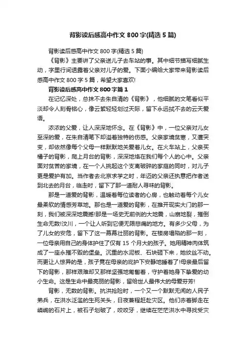 背影读后感高中作文800字（精选5篇）