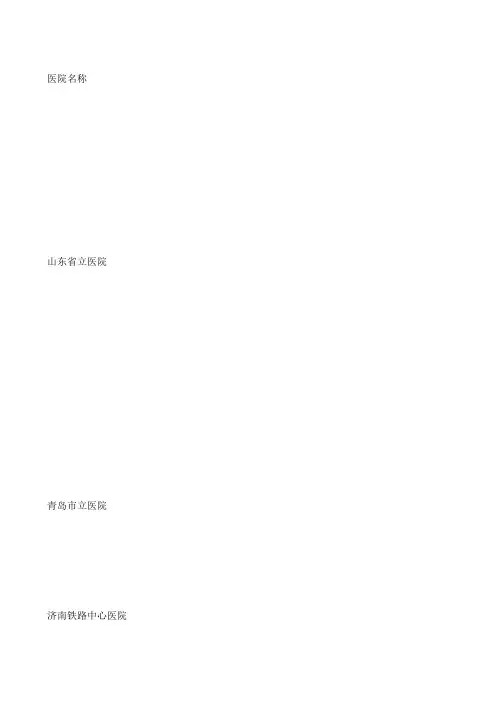 山东医院名录