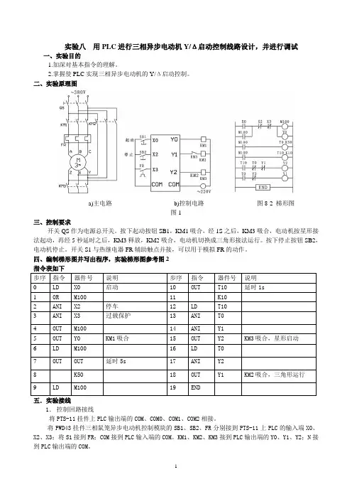 08 用PLC进行三相异步电动机YΔ启动控制线路设计,并进行调试