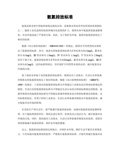 氨氮排放标准