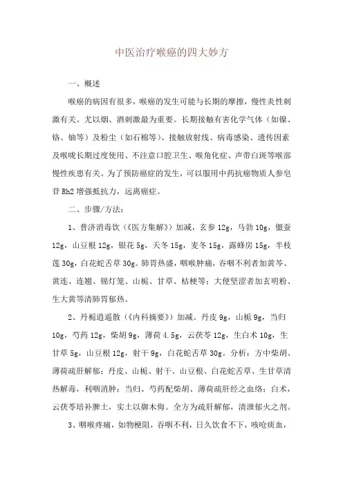 中医治疗喉癌的四大妙方