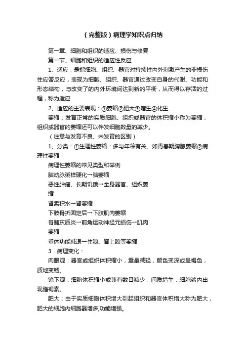 （完整版）病理学知识点归纳
