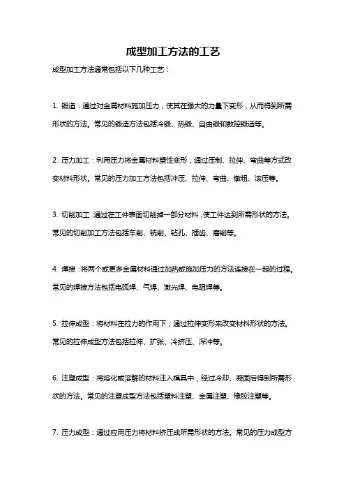 成型加工方法的工艺