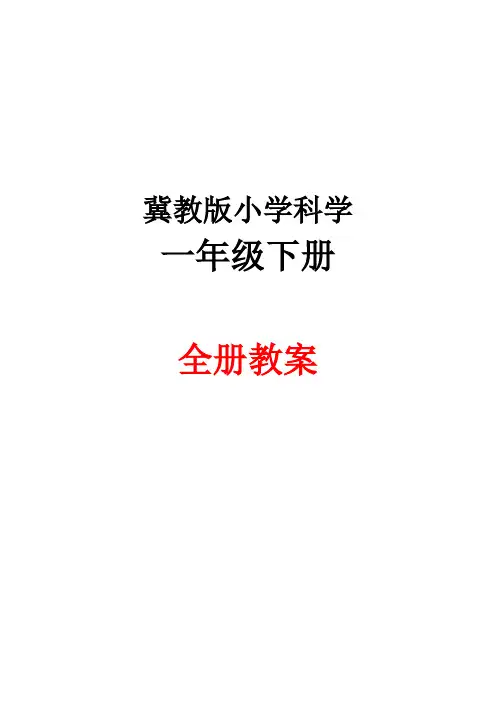 冀教版一年级科学下册全册教案