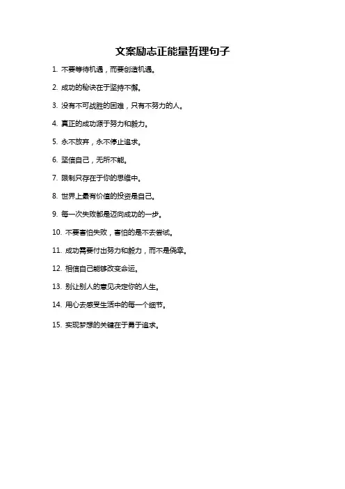 文案励志正能量哲理句子