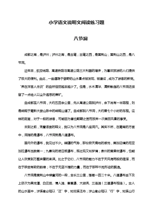 小学语文阅读试题-说明文练习人教部编版含答案