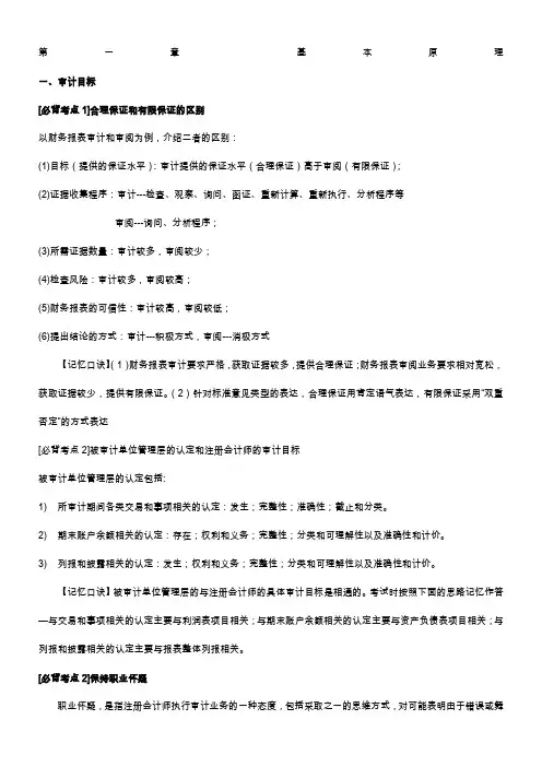 2017年注会审计必背考点1