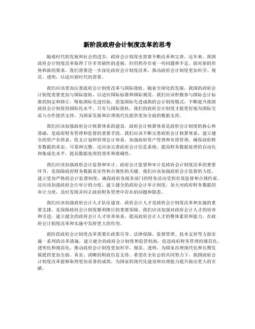 新阶段政府会计制度改革的思考
