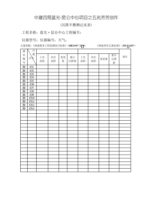 基坑位移、沉降观测记录表