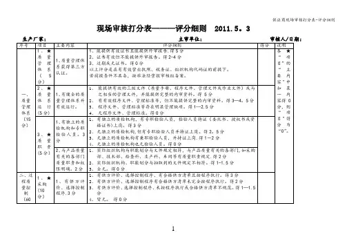 供应商现场审核打分表-评分细则