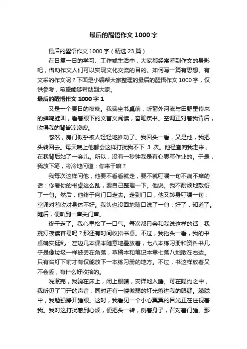 最后的醒悟作文1000字（精选23篇）