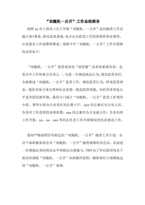 “双随机一公开”工作总结报告