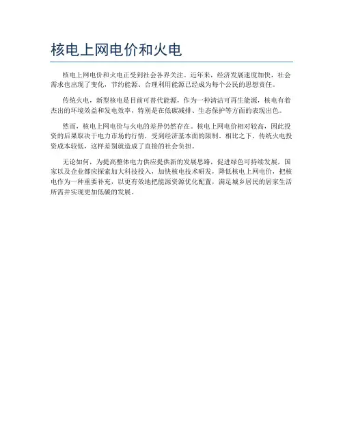 核电上网电价和火电