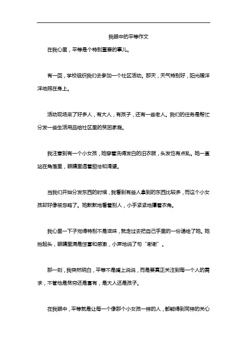 我眼中的平等作文