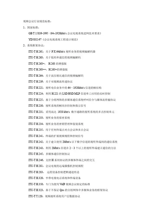 视频会议行业标准
