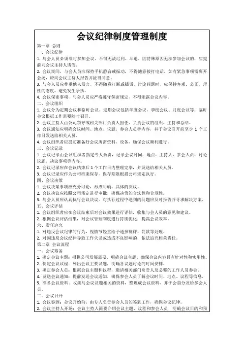 会议纪律制度管理制度