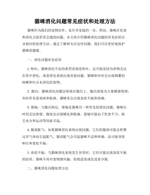 猫咪消化问题常见症状和处理方法