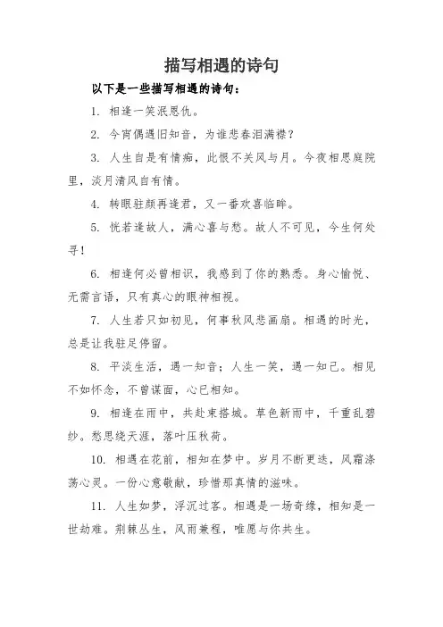 描写相遇的诗句
