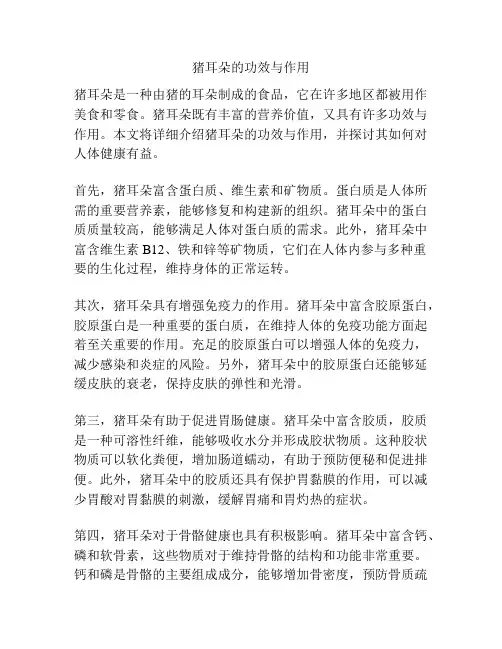 猪耳朵的功效与作用