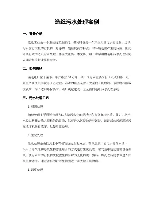 造纸污水处理实例