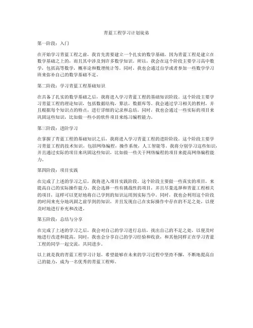 青蓝工程学习计划徒弟