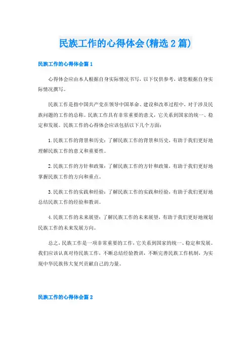民族工作的心得体会(精选2篇)