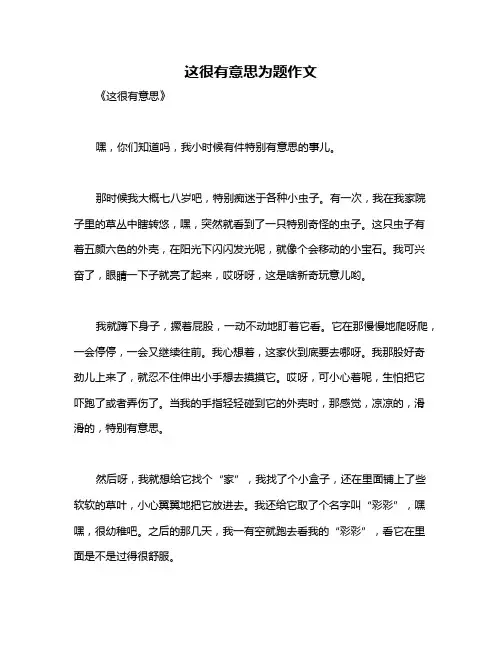 这很有意思为题作文