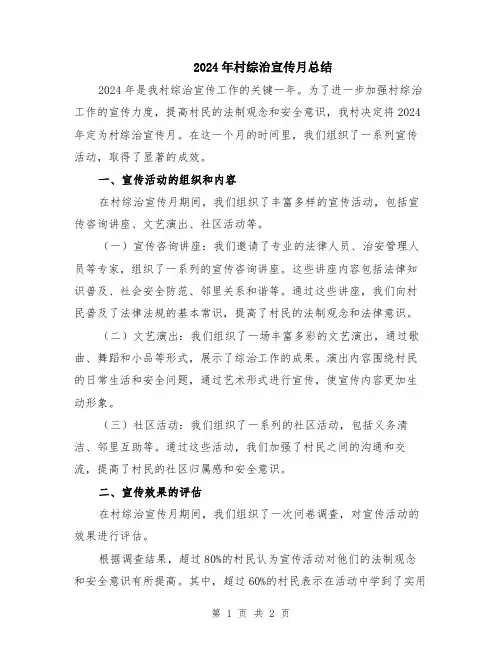 2024年村综治宣传月总结