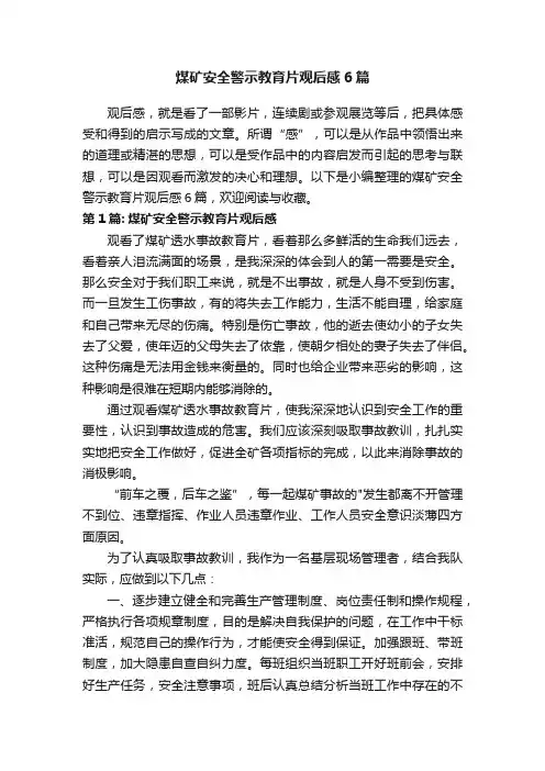 煤矿安全警示教育片观后感6篇