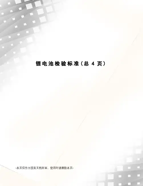 锂电池检验标准