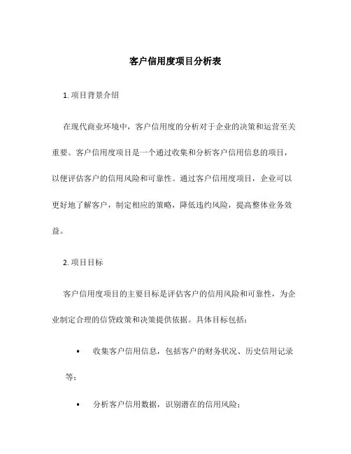 客户信用度项目分析表