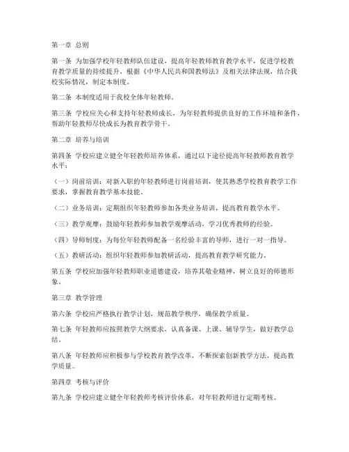 学校年轻教师管理制度