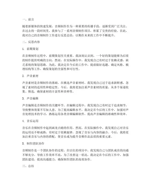 音频制作反思总结范文