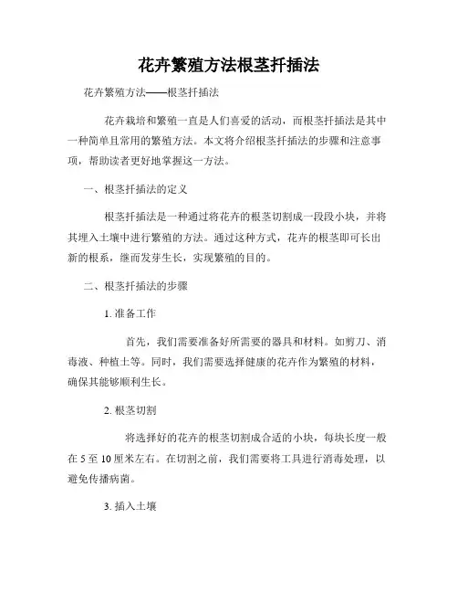 花卉繁殖方法根茎扦插法