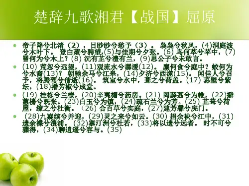 楚辞九歌湘君注释翻译赏析【战国】屈原