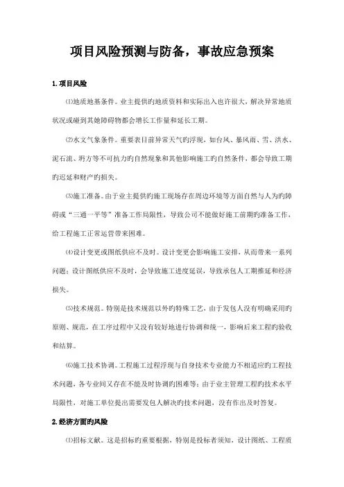 项目风险预测与防范事故应急预案最终版