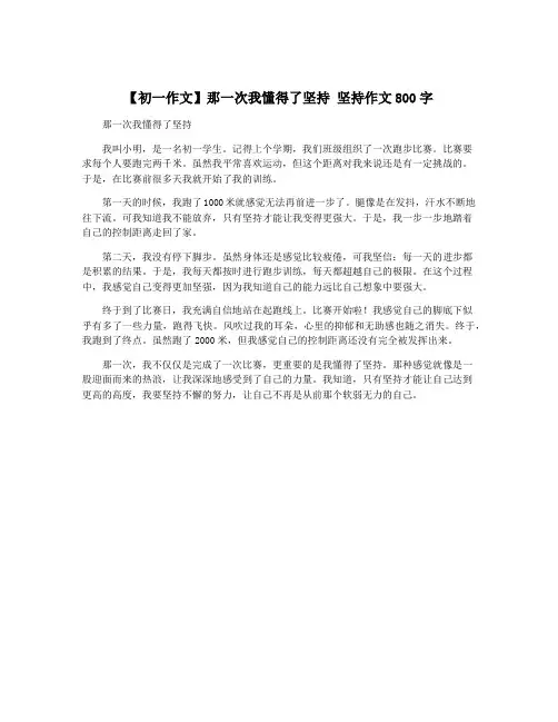 【初一作文】那一次我懂得了坚持 坚持作文800字