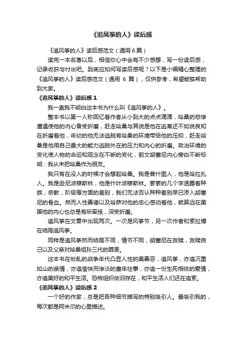 《追风筝的人》读后感