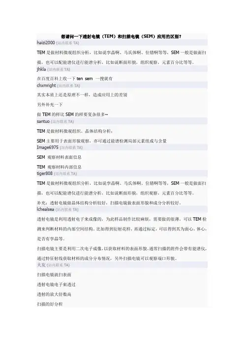 TEM和SEM应用对比