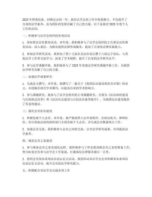 法学会个人年终工作总结