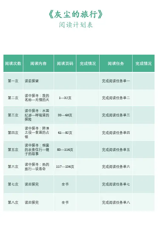 灰尘的旅行阅读任务单答案版