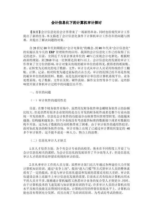 会计信息化下的计算机审计探讨
