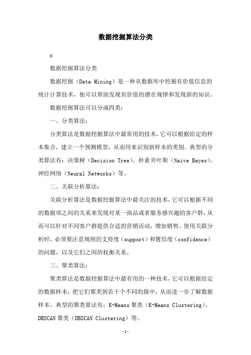数据挖掘算法分类