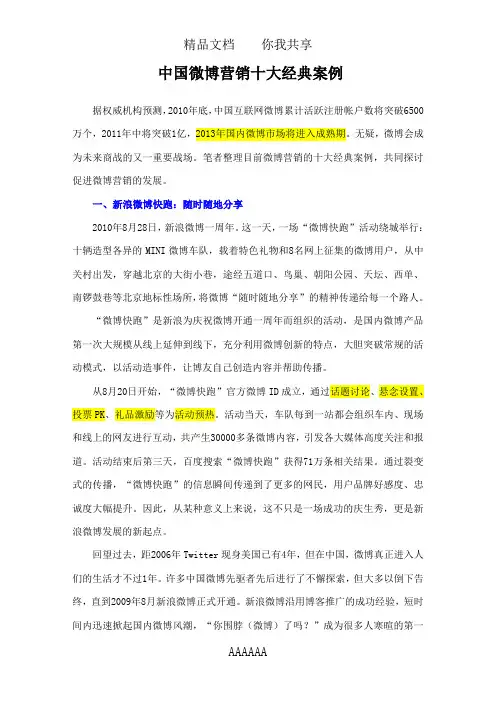 微博营销十大成功案例