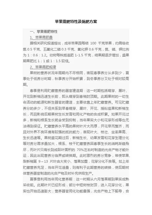 苹果需肥特性及施肥方案